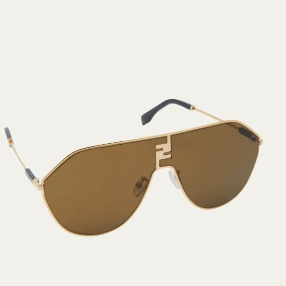 Gold fendi shield sunglasses